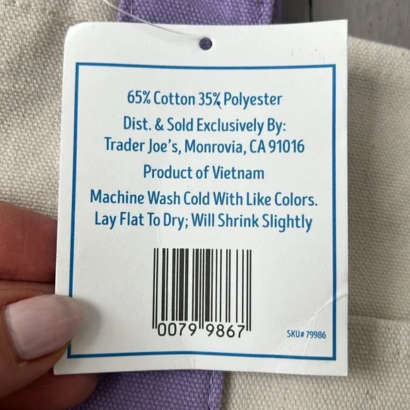 Trader Joe’s Mini Pastel Canvas Tote Bag - New With Tags - Picture 4 of 5